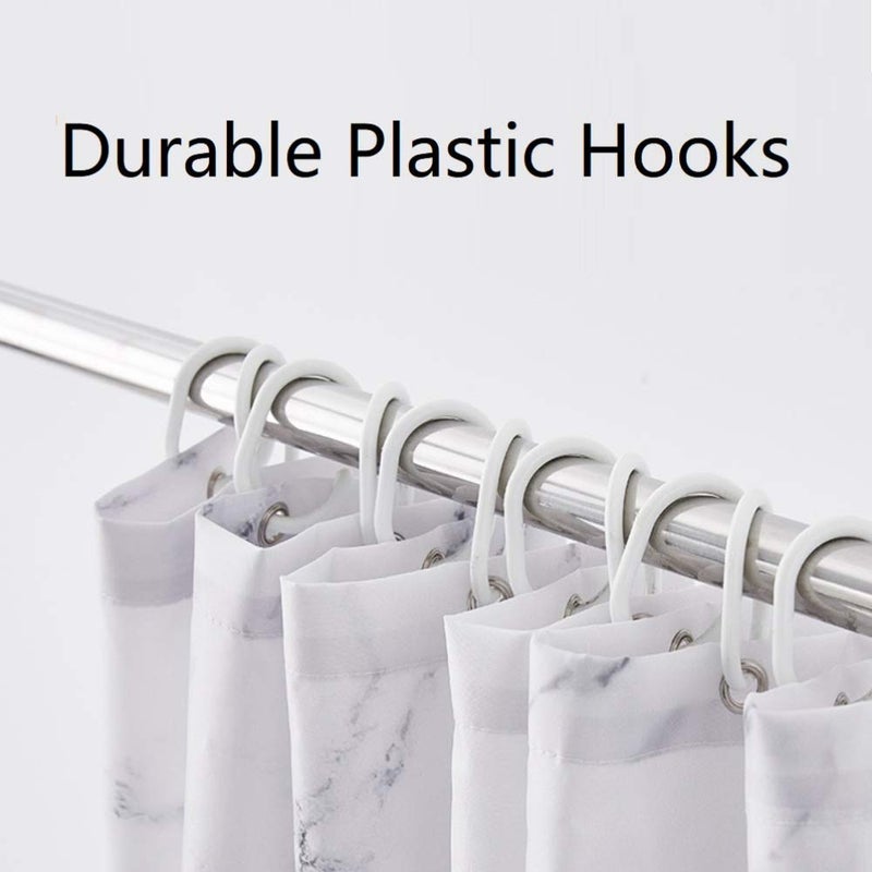 YOSTEV Marble Bathroom Shower Curtain,Grey and White Fabric Shower Curtain with Hooks,Unique 3D Printing,Decorative Bathroom Accessories,Water Proof,Reinforced Metal Grommets,Stall 54x78 Inches - Image 5